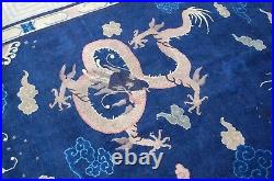 Circa 1910s ANTIQUE FIVE CLAWED CHINESE BEIJING DRAGON RUG 8.9x11.5 ROOM SIZE