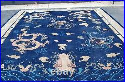 Circa 1910s ANTIQUE FIVE CLAWED CHINESE BEIJING DRAGON RUG 8.9x11.5 ROOM SIZE