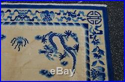 Circa 1920s ANTIQUE ART DECO CHINESE DRAGON DESIGN RUG 5x8 DRAGONS IN CLOUDS