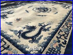Circa 1950 Mint ART DICO Chinese DRAGON Rug hand woven 6x9 Feet