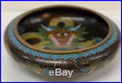 Cloisonne Antique Bowl Chinese 19th Century Dragon Large 10 diameter