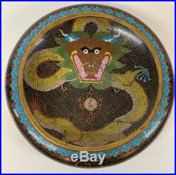 Cloisonne Antique Bowl Chinese 19th Century Dragon Large 10 diameter