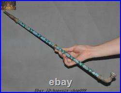 Collect Chinese Ancient Bronze Cloisonne Dragon Tobacco pouch pipe Smoking Tools