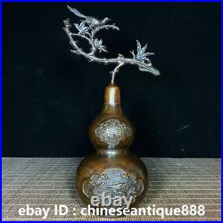 Collect Chinese Fengshui Old Bronze gild Zhaocai dragon phoenix Gourd Statue