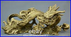 Collect Chinese fengshui old Bronze auspicious dragon Dragon play beads Statue