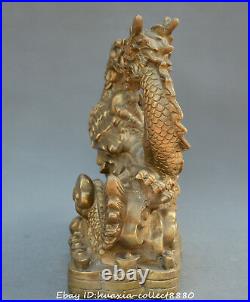 Collect Chinese fengshui old bronze dragon phoenix auspicious yuanbao statue