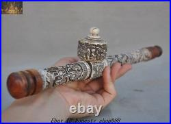 Collect Old Chinese dynasty Carved Dragon Totem Tobacco pouch pipe Smoking Tools