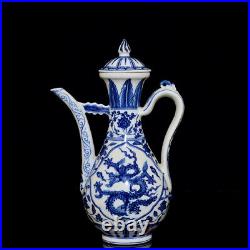 Collectable Chinese Hand Painting Blue&white Porcelain Dragon Teapot