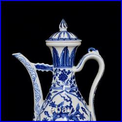 Collectable Chinese Hand Painting Blue&white Porcelain Dragon Teapot