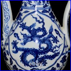 Collectable Chinese Hand Painting Blue&white Porcelain Dragon Teapot