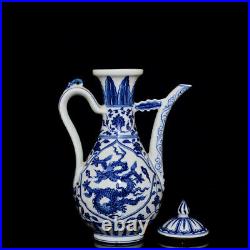 Collectable Chinese Hand Painting Blue&white Porcelain Dragon Teapot