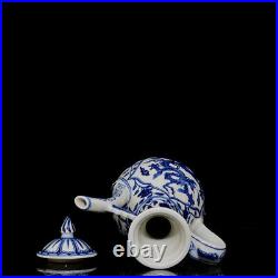 Collectable Chinese Hand Painting Blue&white Porcelain Dragon Teapot