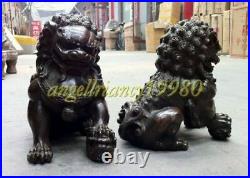 Collectables Fengshui Bronze Door Guardian Lion Foo Fu Dog Pair Statue Big 20cm