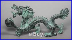 Collection Chinese Folk Old Bronze Handwork Dragon Statue