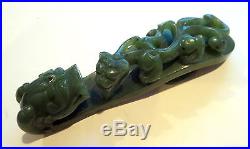 DRAGON SPINACH Green BELT Hook ANTIQUE Fine 18th/19th Century CHINESE