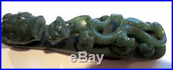 DRAGON SPINACH Green BELT Hook ANTIQUE Fine 18th/19th Century CHINESE