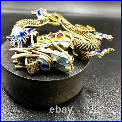 Dragon Brooch Cloisonne Chinese Export Pin Vintage Antique Filigree