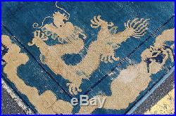 EARLY 1800s ANTIQUE IMPERIAL NINGXIA CHINESE RUG 7.9x9.2 FIVE CLAW DRAGON DESIGN