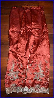 Early 1920s Antique Red Dragon Chinese Fine Silk Robe Pajama Set Heavy Detailed