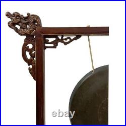 Early 20th Century Antique Chinese Table Gong with Dragon Stand and original mal