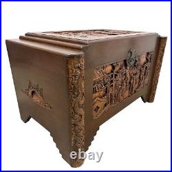 Early 20th Century Chinese Carved Dragon Camphor wood Hope Chest
