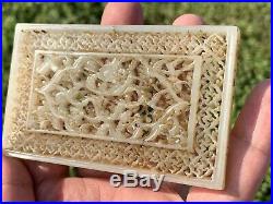 Early Antique Ming Dynasty Chinese Hand Carved White Jade Plaque Of Dragon