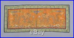 Early Antique Qing Chinese Exceptional Brown Gold Dragon Brocade Silk Panel Kesi