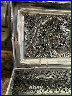 Excellent Wang Hing Chinese Export Sterling Silver Dragon Document Box