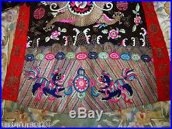 Exceptional Antique mi1800s Chinese Qing Dynasty embroidered silk Dragon Robe