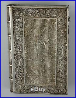 Exceptional Chinese Export Silver Filigree Dragons Card Case w Original Box