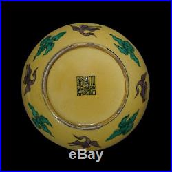 Exquisite Antique Rare Chinese Yellow Dragons Porcelain Plate Marks JiaQing