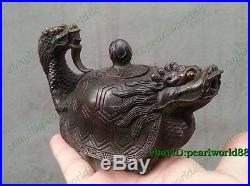 Exquisite! Chinese Antique Style brown dragon copper turtle Incense burner