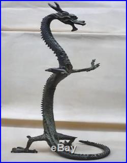 Exquisite bronze tall china dragon statue 45cm