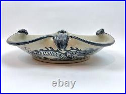 Extra Large Blue-White Chinese Flower Bowl in Dragons GOOD CONDITION