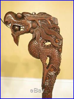 F44309EC Chinese Dragon Carved Floor Lamp & Shade