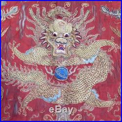 FANTASTIC ANTIQUE CHINESE EMBROIDERED SILK ALTAR FRONTAL 18th CENTURY With DRAGON