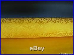 Fine Antique Chinese Imperial Yellow Silk Satin Panle W Double Dragon Roundels