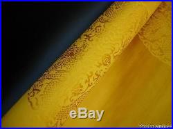 Fine Antique Chinese Imperial Yellow Silk Satin Panle W Double Dragon Roundels