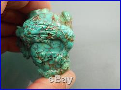 Fine Antique Chinese Qing Dynasty Carved Dragon Turquoise Matrix Snuff Bottle