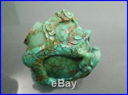Fine Antique Chinese Qing Dynasty Carved Dragon Turquoise Matrix Snuff Bottle