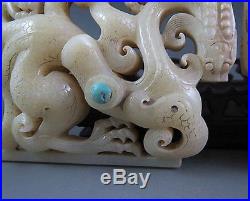 Free Shipping Antique Chinese Old Hetian Jade A Pair Of Dragon Pendant 1624