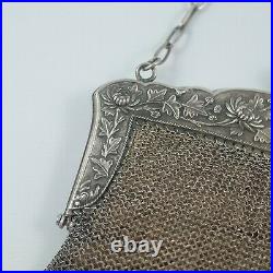 Fabulous Antique Chinese Silver Mesh Purse Bag Dragon Clasp Circa 1900