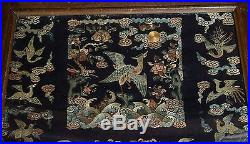 Fine 19th century antique Chinese silk dragon embroidery in frame