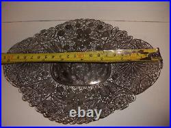 Fine Antique Chinese 19thc Qing dynasty Filigree Silver Dragon butterfly tray