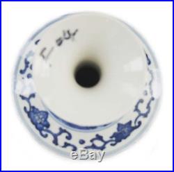 Fine Antique Chinese Blue And White Dragon Flower Vases Porcelain Yongzheng Mark
