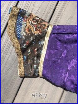 Fine Antique Chinese Blue Dragon Robe With Fine Gold Dragons