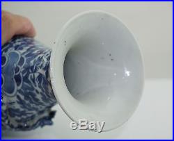 Fine Antique Chinese Blue and White Porcelain Vase Applied Dragon Mounts 19th C