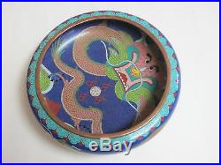 Fine Antique Chinese Cloisonne Bowl with Dragon and mark