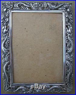 Fine Antique Chinese Export silver photo frame, c1900, Dragons, KMS, 79 grams