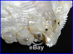 Fine Antique Chinese Shell Mother Of Pearl Hand Carved Dragon. 19th Century